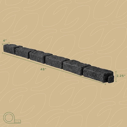 Beuta Landscape Edging | Garden Edging Border | Faux Stone Bricks for Lawn edging, Flower beds, Pathways & Yard Edging– 40 Packs | Each Section Has 6 Bricks 48"L x 4"W x 2.25"H | 120 Spikes |Charcoal