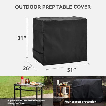 Pizza Oven Table Cover- Heavy Duty Waterproof Cover for Pizza Oven Cart Table,Compatible with 51 inch Outdoor Utility Cart and Storage Cabinet Black