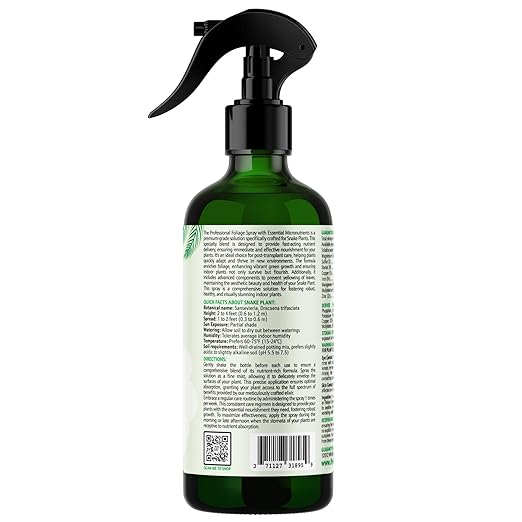 Professional Foliar Plant Spray with Essential Micronutrients 3-1-2 for Snake Plants, Dracaena trifasciata, Sansevieria - Liquid Fertilizer - Plant Food - Plant Shine - Plant Care (8 OZ)