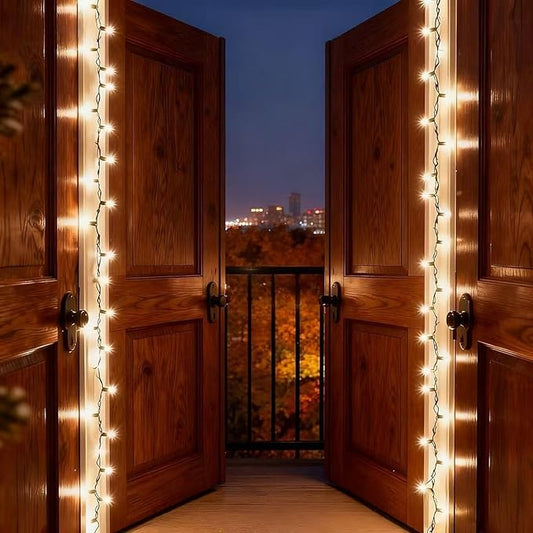 LUCKY SHINE 150 LED Warm White Christmas Lights with 50 Ft Brown Wire, UL Listed and Commercial Grade Decorative Lighting String, for Indoor and Outdoor Party, Garden, Patio