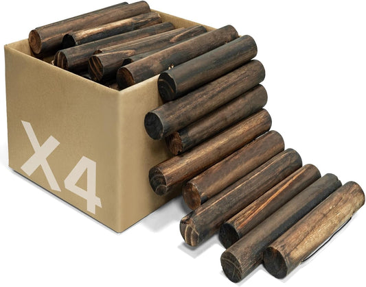 Wood Garden Edging, Natural Wooden Solid Log Fence Border Decorative for Flower Bed Barriers and Landscape Fencing, 11.8 in H x 3.0 ft L, 1.9 in Diameter (4PACK)