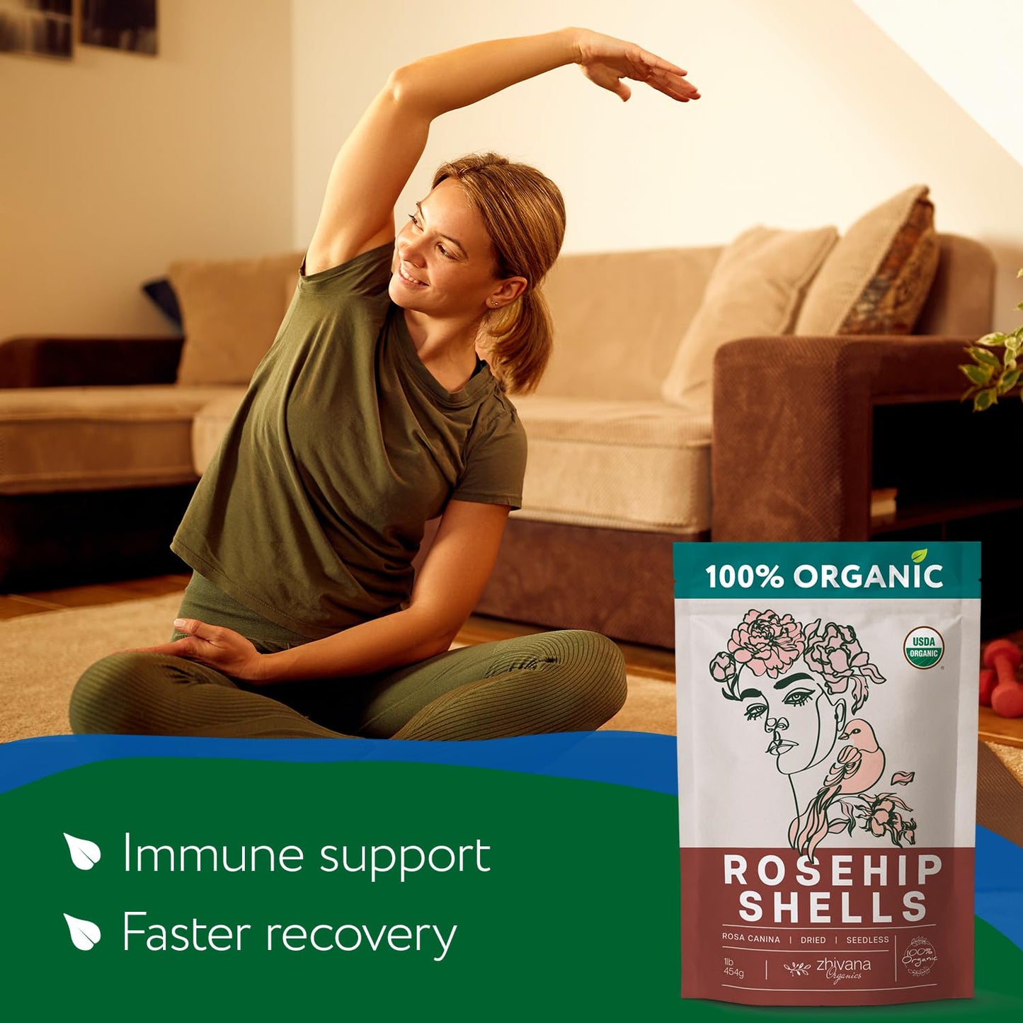 Rosehip Seedless Dried Organic (8 oz.) - Cut & Sifted Allergen-Free Rose Hip Tea for – No Cleaning Needed (Free of Seeds and Hairs) - Escaramujo Organico