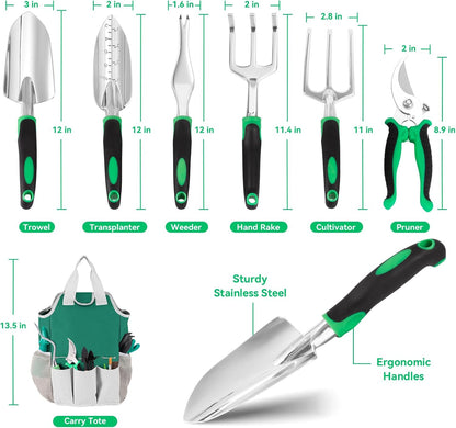 Garden Tool Set, Including 9 Succulent Tool Sets, 6 Large Heavy-Duty Aluminum Gardening Tools, with Gardening Tool Kit, Gloves, Watering Can, Fixing Line and Color Label，is Your Best Helper