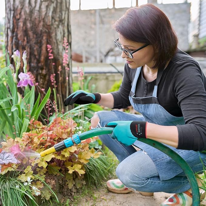 KAYGO Waterproof Work Gloves for Men and Women, Rubber Coated Non-slip Working Gloves for Garden, Outdoor Construction,KG150,Blue,M