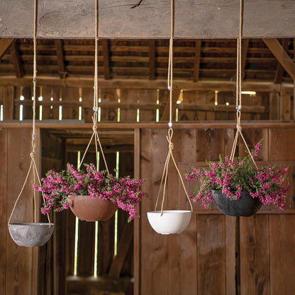 Root & Vessel Self Watering Hanging Planter for Indoor or Outdoor Plants, Unique Marbled Hanging Basket Made of Eco-Friendly Blend of Stone & Plastic, Black, 10"