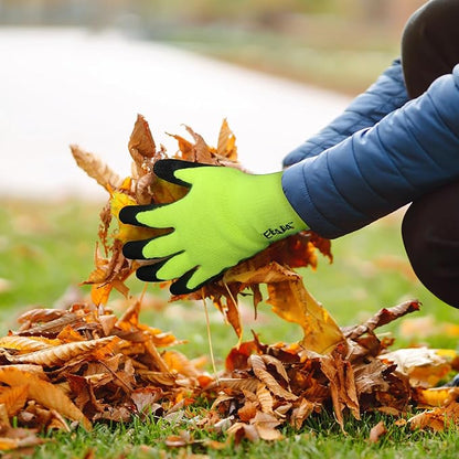 Kebada T3 Winter Work Gloves for Men and Women, Warm Knit Cold Weather Work Gloves, Thermal Insulated Freezer Gloves, 100% Latex Coating Non-slip Grip, Long Wrist Design, 3 Pairs, Green, X-Large