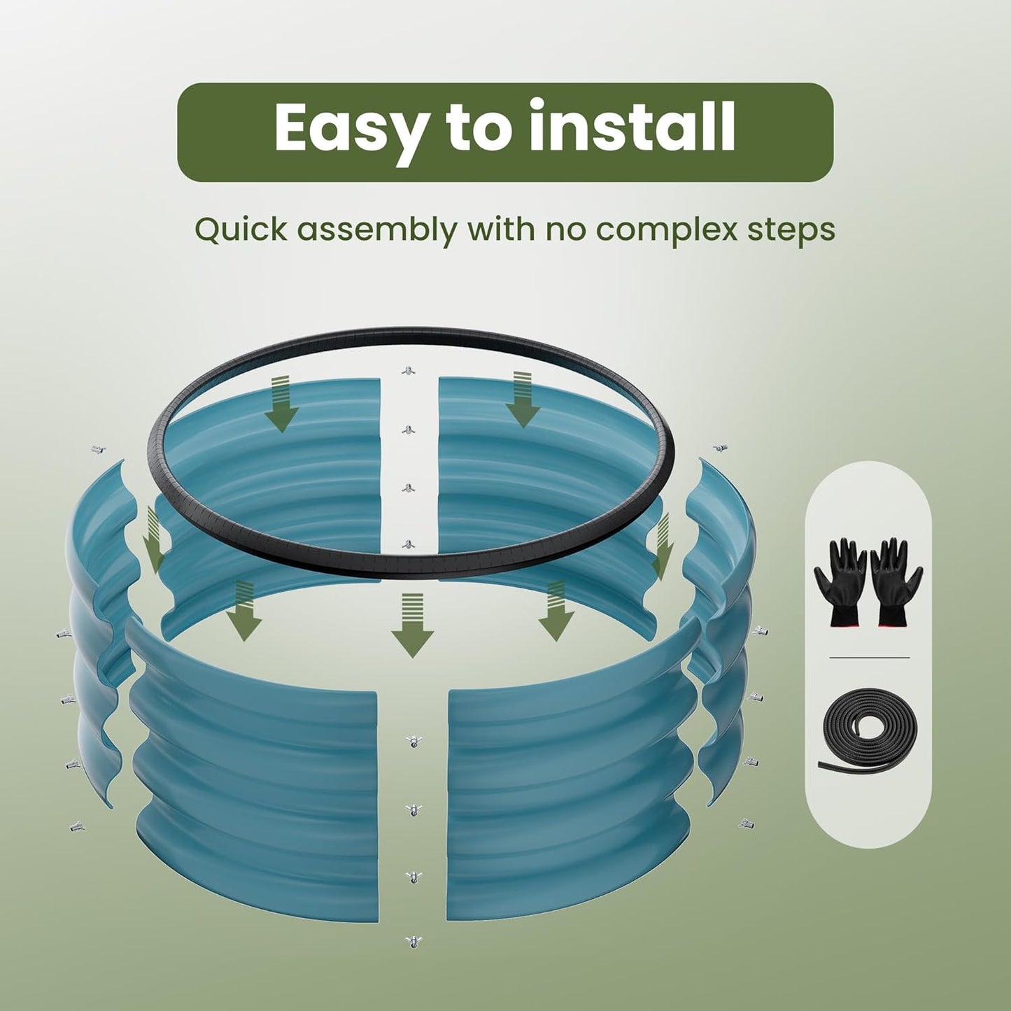 ZXZYHFTY Round Galvanized Raised Garden Bed kit, Blue Outdoor Garden Raised Planter Box, Round Large Metal Raised Garden Beds for Vegetable 2 * 2 * 1ft 1 Pack