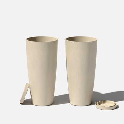Veradek Vega Round Tall Planter Pots for Indoor/Outdoor Use | Made from Plastic - Stone Mix with Drainage Holes | Perfect for Small to Large Succulent Plants, Flowers, Modern Interior Plants