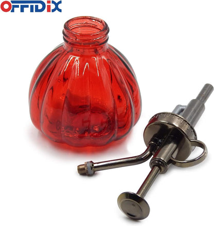 OFFIDIX Plant Glass Spray Bottle,Flower Mister Indoor Plant Watering Can Pot 6.3" Tall Vintage Pumpkin Style with Bronze Plastic Top Pump One Hand Small Watering Cans for House Plants(Red)