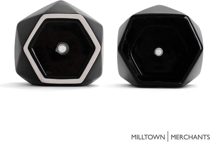 Milltown Merchants Succulent Wall Planters - Ceramic Wall Mounted Planters - Succulent Plant Pots - Hanging Vases (1 Pack/Geometric/Black)