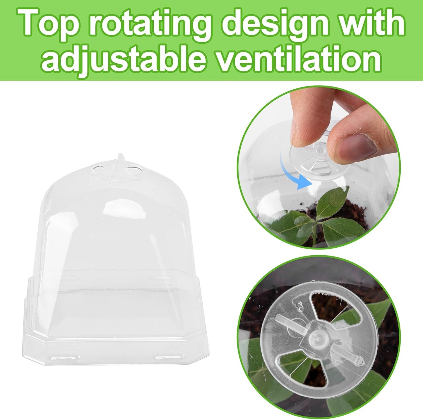 EBaokuup 10PCS Clear Plant Nursery Pots with Humidity Dome - 3" Plastic Gardening Pot with Labels, Durable Plastic Plant Container for Seedlings/Vegetables/Succulents/Cuttings