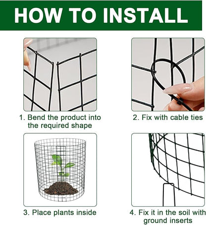 12 Packs 14'' Dia x 14'' H Plant Wire cage 24 Pcs Metal Plant Protection Mesh Plant Cages Bunny Barricades Plant Protection Wire Cage for Flowers Vegetables Protection from Animals