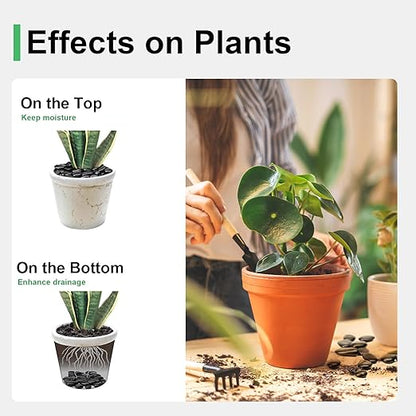 15 lbs Black Rocks for Planters, 1"-2" Decorative River Rocks for Plants, Flower Pots, Vase, Polished Garden Stones for Outdoor Landscaping, Walkways, Yard