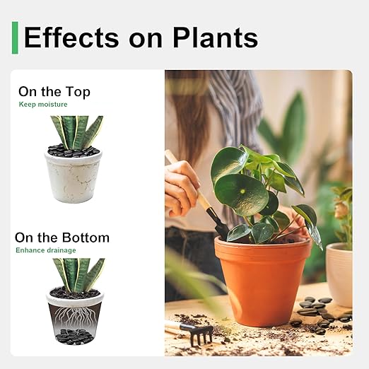 30 lbs Decorative Garden Rocks for Flower Pots, Vase, 1"-2", Polished Black River Stones for Plants, Outdoor Landscaping, Walkways, Yard