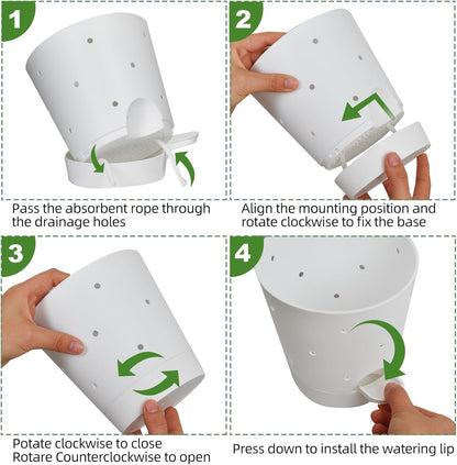 Orchid Pots with Holes, 6 Inch Self Watering Orchid Pot 2 Pack Plastic Plant Pots for Orchid, Flower (White)