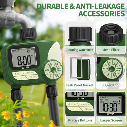 GMR Hose Timer for Watering, Water Timer, Irrigation Controller for Garden Hose Faucet, Programmable Automatic Watering System/Manual/Rain Delay, IP54 Waterproof