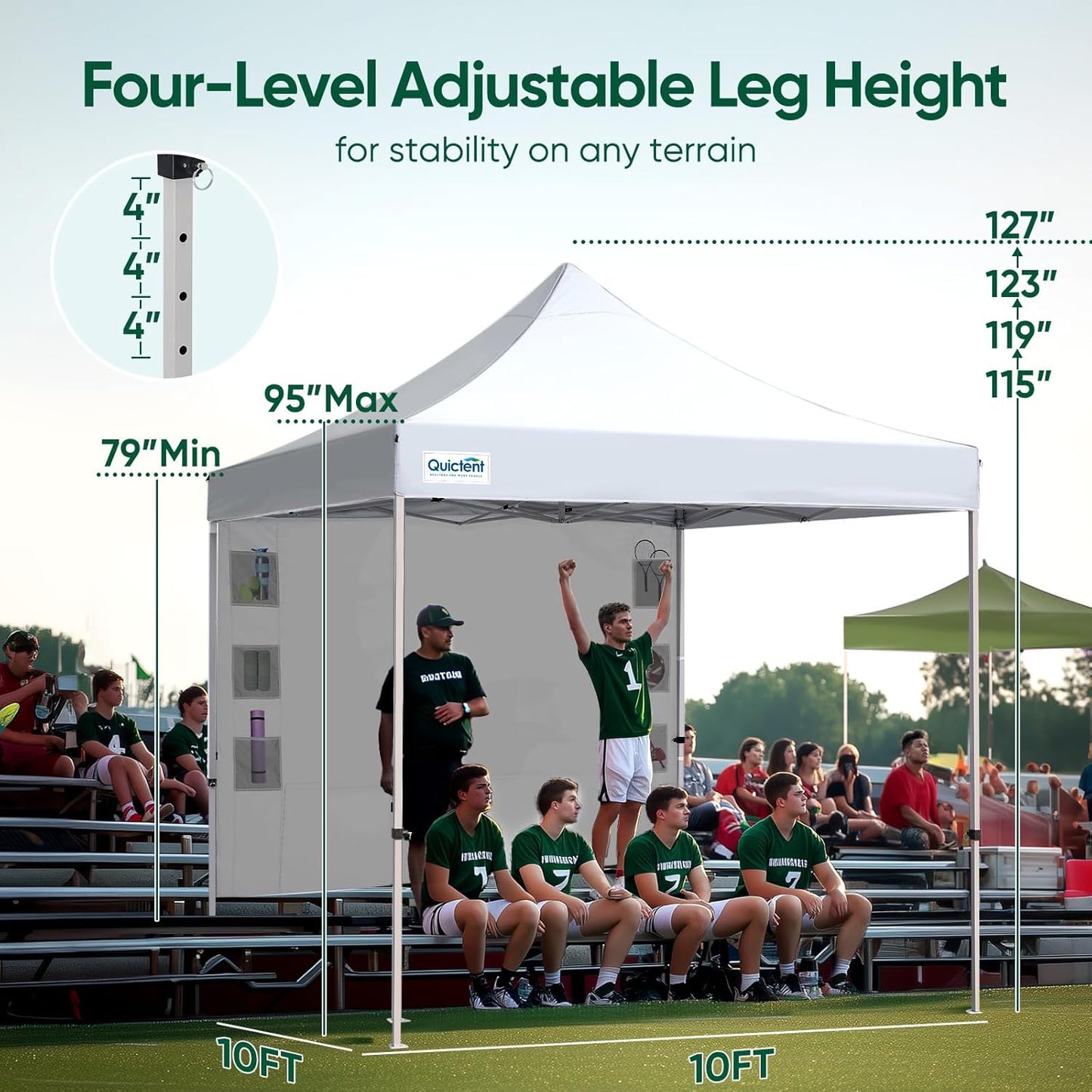 Quictent 10x10 Heavy Duty Pop Up Canopy Tent- Easy up Outdoor Commercial Canopies, Waterproof, 11ft Interior Height, Easy Setup, Includes Sand Weight Bags and Wheeled Carry Bag