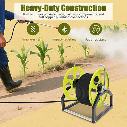 Metal Hose Reel for 0.55in Hose Reel, 28.1ft Garden Hose with Brackets and Handle for Watering Lawn and Flowers, Car