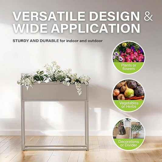 Cocoyard Elevated Planter Box - 28 Inch Durable Raised Garen Bed for Herbs and Flowers - Tall Rectangle Planter for Outdoor Plants & Backyard Gardening (Sand, 28" H - 2 Pack)