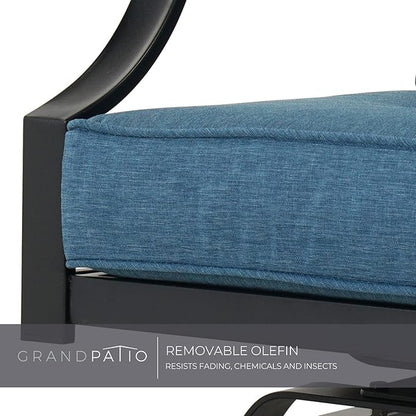 Grand patio Outdoor Patio Seating Chair, Motion Chair, Stationary Rocker Shake of 5-10°, Conversation Patio Chair Set of 2,Peacock Blue