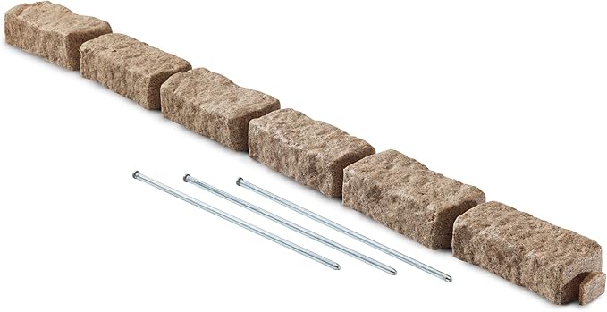 Beuta Landscape Edging | Garden Edging Border | Faux Stone Bricks for Lawn Edging, Flower beds, Pathways & Yard Edging– 1 Pack | Each Section Has 6 Bricks 48" L x 4" W x 2.25" H | 3 Spikes |Sandstone