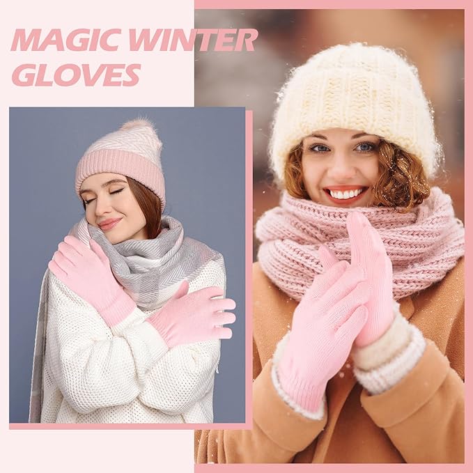 SATINIOR Magic Winter Gloves Unisex Gloves Knit Stretchy Mitten Full Fingers Warm Mitten for Men Women Sports