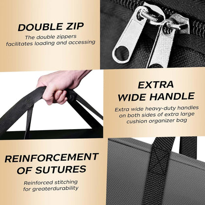 Extra Large Patio Outdoor Cushion Storage Bag Waterproof 68" L x 30" W x 20" H Outdoor Cushion Furniture Storage Bag with Handle and Protective Zipper (Black, 1 Pack)