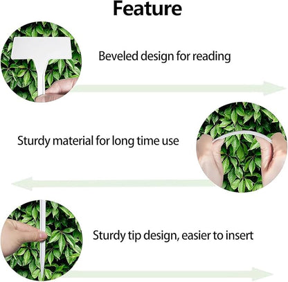 White 30 Pack Outdoor Tall Plant Label, Large Waterproof Plastic Plant T-Type Tags, Durable Nursery Garden Markers, Perfect for Herbs, Flowers, Vegetable with Marking Pen (Height 11.8'')