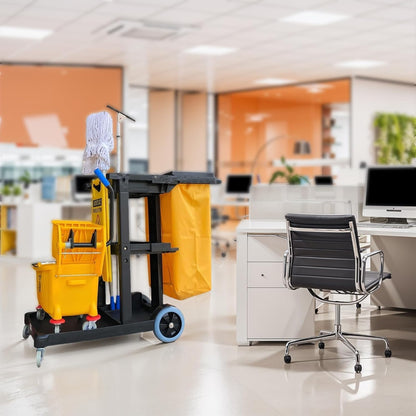 Simpli-Magic Premium Janitorial Utility Cart, Commercial, Yellow/Grey