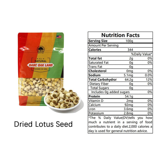 DABC OAK LAND Natural 2LB Dried Lotus Seeds 莲子干, Dried White Lotus Seeds Lian ZI, Rich In Methionine for Health, 白蓮子 for Herbal Tea Cooking Porridge and Soup Raw Material 2 X 16OZ Bags