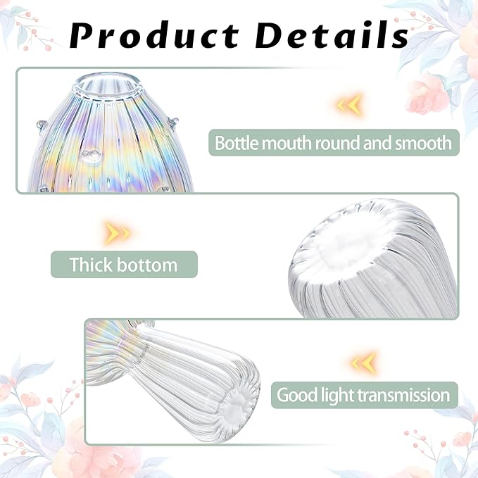 Plant Propagation Station, Set of 6 Clear Mushroom Vase, Propagation Stations, Small Plant Terrarium, Unique Crystal Mushroom Jars for Plants for Hydroponics Home Garden Office Decoration (Clear)