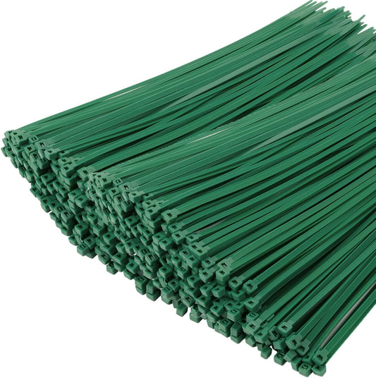 XINGO 1000 PCS Green Zip Ties 8 Inch, 60 LBS Tensile Strength, Self-Locking Nylon Plastic Nylon PA66 Wire Ties for Indoor and Outdoor Use