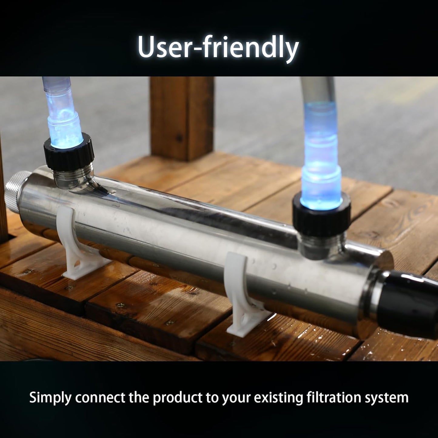 24W Inline UV Light for Aquarium 75 Gallon / 1000 Gallon, UV Light for Cold Plunge, Drinking Water, Fish Tank Ultraviolet Clarifier Machine for Pond Algae Control