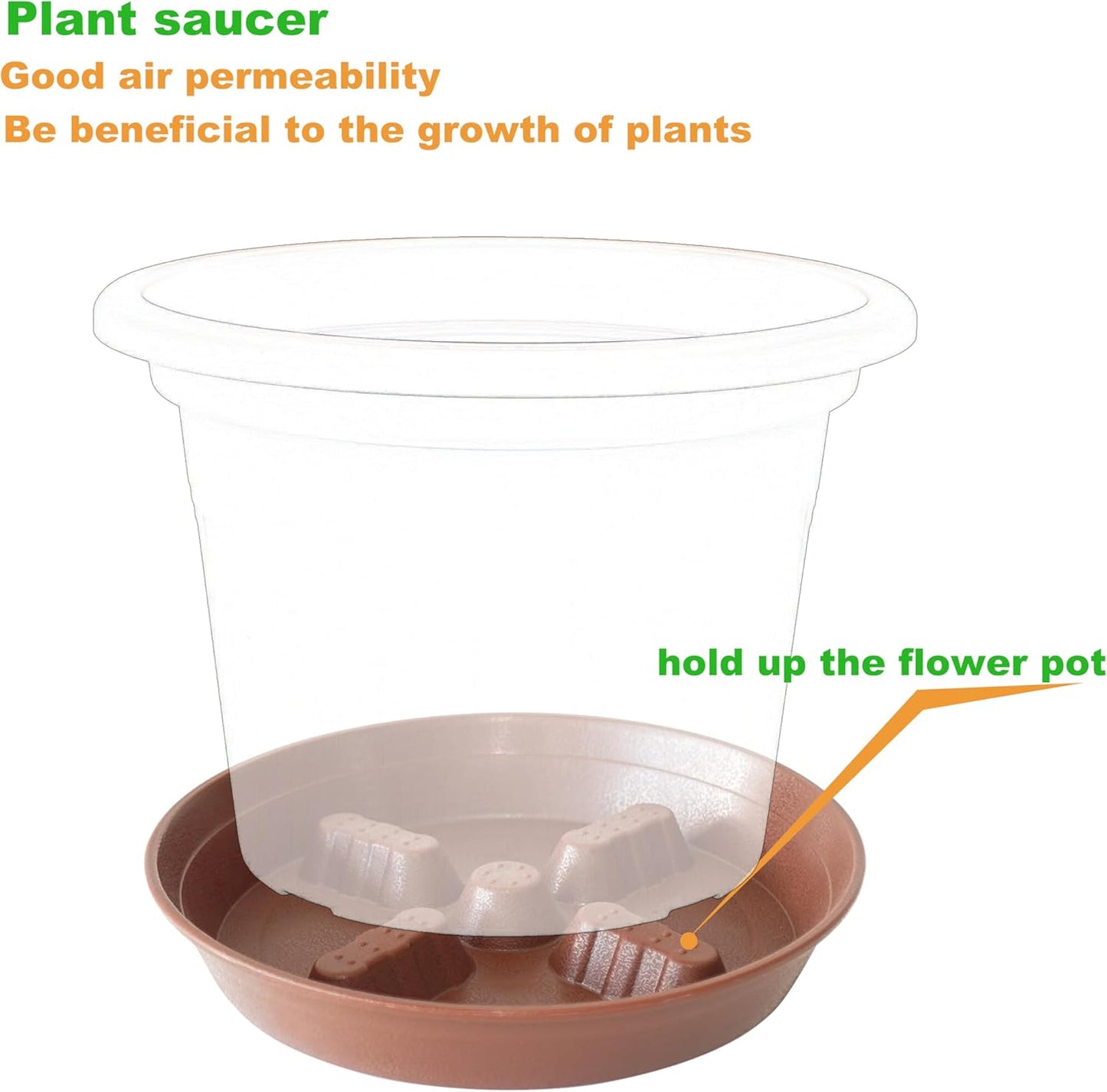 4 Pack Plant Saucer 8 inch, 10 12 14 17 inch, Plant Stand Plastic Plant Saucers for Indoors Outdoor, Heavy Duty Flower Planter Drip Trays for Pots, Pot Saucers for Plants, Grow Bags Saucers
