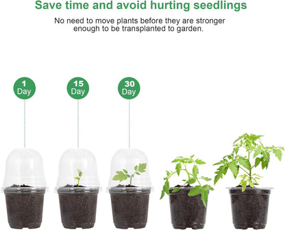 MIXC Clear Plant Nursery Pots with Humidity Dome 4" Soft Transparent Plastic Gardening Pot Planting Containers Cups Planter Small Starter Seed Starting Trays for Seedling with 10pcs Plant Labels