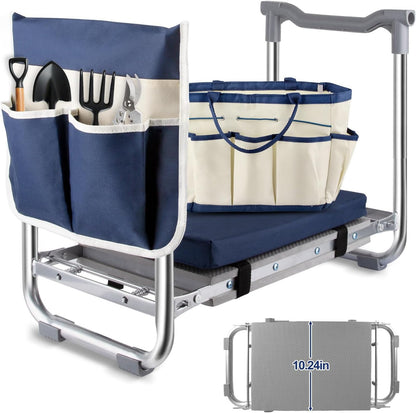 Garden Kneeler and Seat, Wider & Thicker Kneeling Pad Heavy Duty Foldable Garden Stool with Large Gardening Tool Pouch and Bag, Portable Garden Bench- Gardening Gifts for Women, Men, Seniors, Mom& Dad