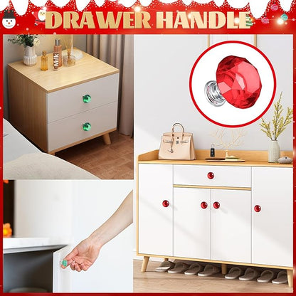 DIY Fairy Wand Garden Beads Stakes Wands Kit,Multiple Color Scheme European Beads Crystal Diamond Tops and 12 or 10 Inch Threaded Rods,Stainless Steel Stakes with Diamond Toppe(red+green+white)