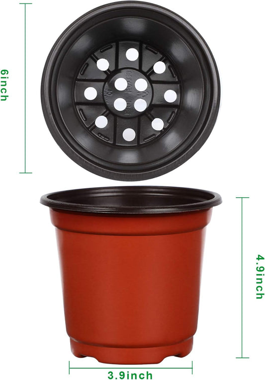 Augshy 110 Pcs 6" Plastic Plants Nursery Pot, Seed Starting Pots for Succulent Seedling Cutting Transplanting