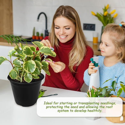 Anyumocz 120Pcs 0.5 Gallon Plant Nursery Pots,Plastic Pots with Drainage Holes,Garden Flower Container Seedling Pot for Planting,Transplanting,Succulents,Cuttings(Black)