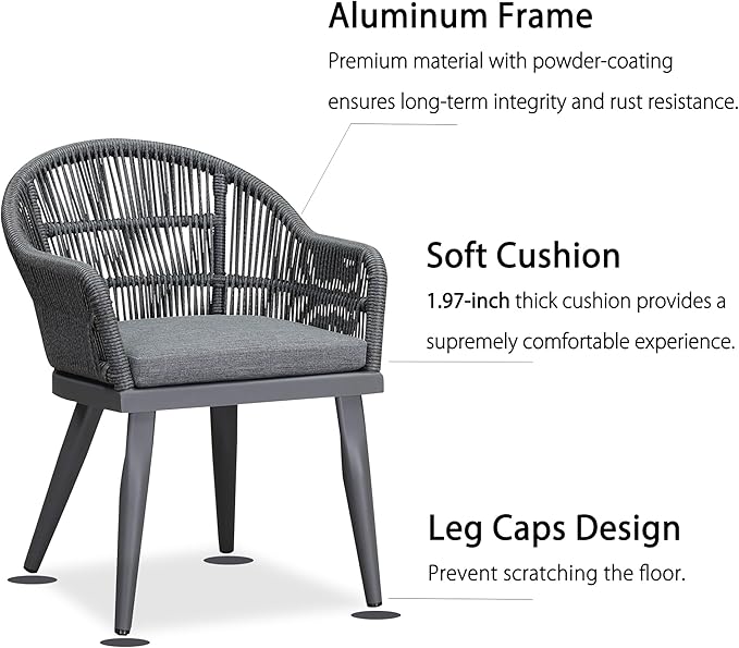 PURPLE LEAF 11 Pieces Patio Dining Set with Outdoor Aluminium Dining Table and Woven Rattan Chairs Modern Metal Furniture Cushions Sets for Garden Yard Indoor Decor Kitchen Grey