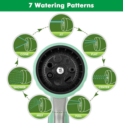 RESTMO Garden Hose Nozzle, Heavy Duty Metal Water Hose Nozzle with 7 Adjustable Spray Patterns, High Pressure Hand Sprayer with Flow Control, Best for Watering Plant & Lawn, Washing Car & Pet, Cyan
