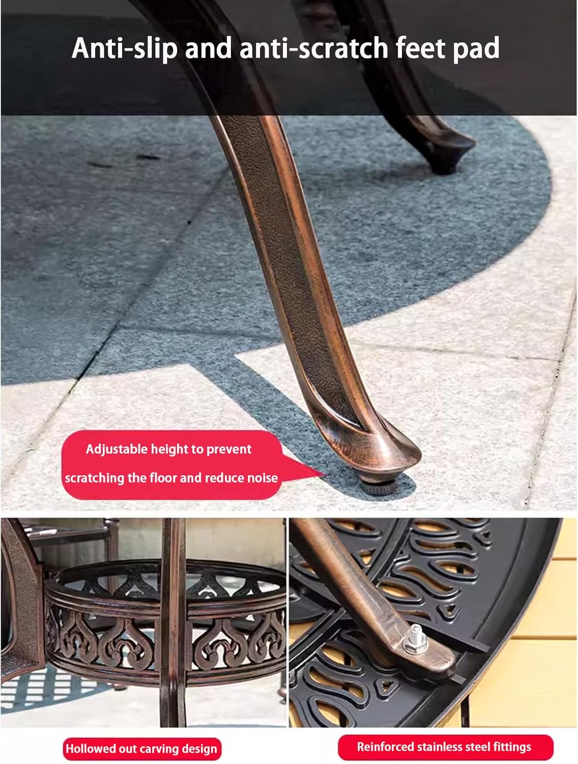 Outdoor Table Cast Aluminum Square Patio Table with Umbrella Hole All Weather Outdoor Dining Tables for Lawn Garden Backyard (90 * 90cm Woven Square Tables)