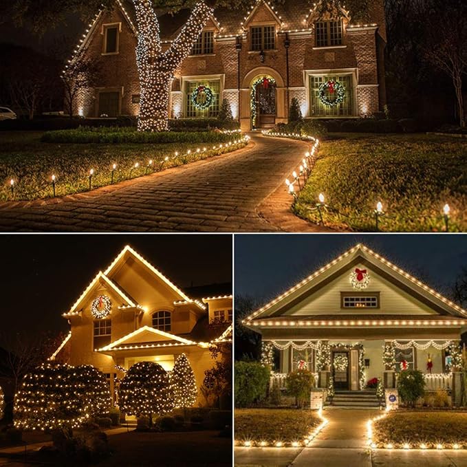 Brizled Christmas Lights Warm White, 33ft 100 LED C5 Faceted Christmas String Lights, 120V UL Certified Xmas Light Connectable Xmas Tree Light Indoor Outdoor for Home Tree Holiday Wedding Patio Decor