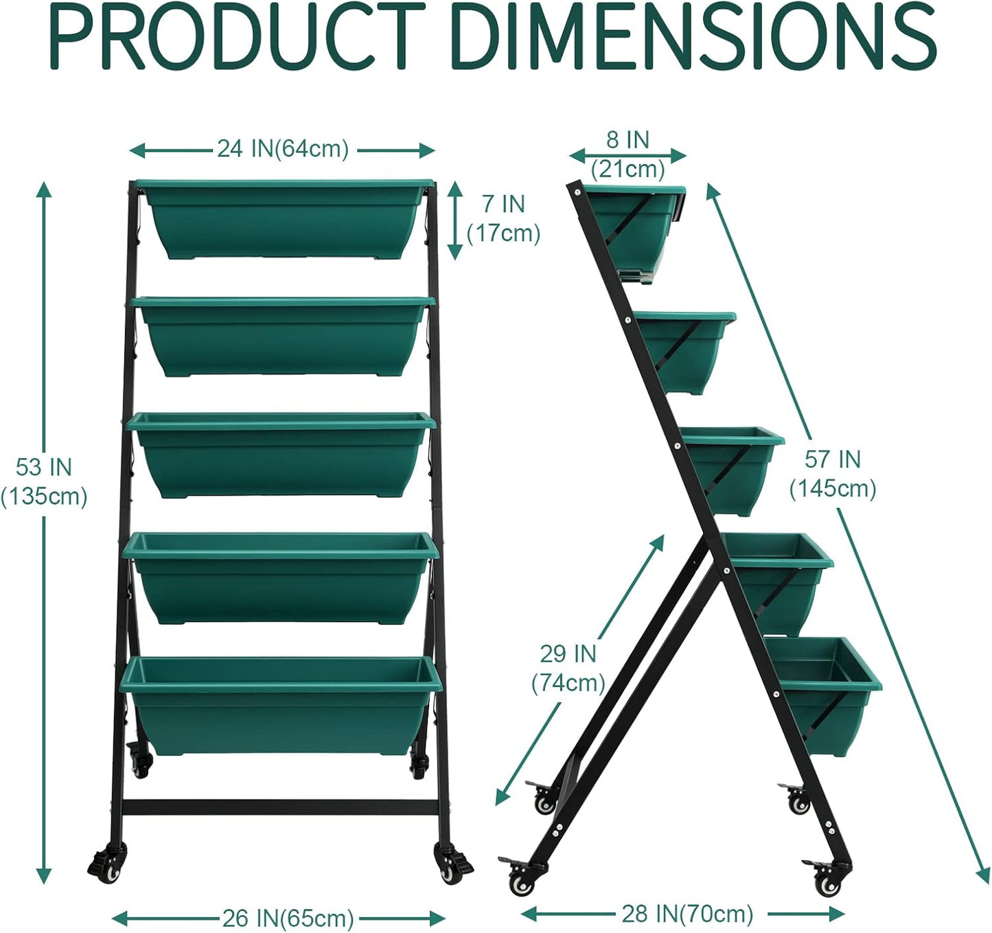EDOSTORY 4.5 FT Height Vertical Garden Planter Removable Pale Green Raised Bed Box with 5 Container Boxes,Digging Claw Gloves,Trowel,Purning Shears for Outdoor Vegetables Flowers