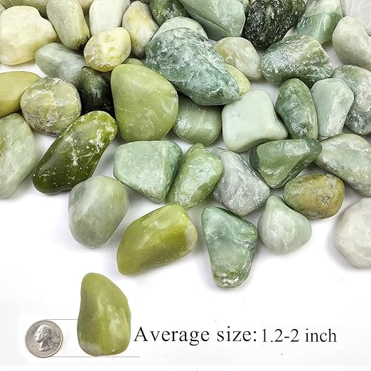 20LB Succulent Jade Pebbles for Landscaping, 1.2-2 Inch Natural Decorative Polished Stones, River Rocks for Landscaping, Vase, Flowerpot Decoration, Indoor Decoration and Garden Decoration
