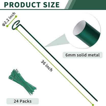 36” Tall Plant Stakes, 6 Pack Plant Support Stakes,6mm Heavy-Duty Metal Garden Stakes, Flower Stakes for Lilies, Dahlias, Gladiolus, Sunflowers, Tomato, Clematis