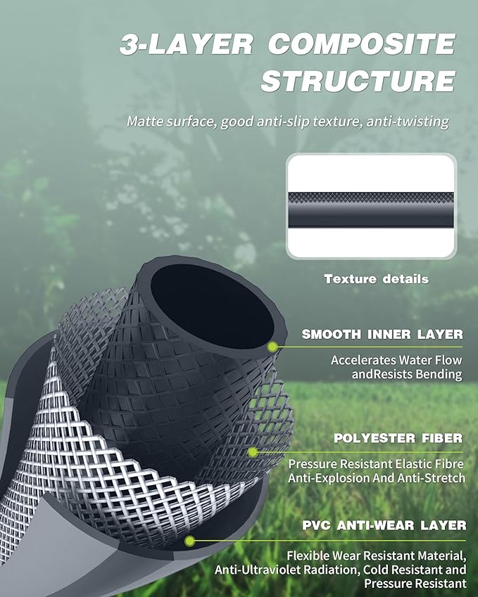 Retractable Garden Hose Reel 5/8 in x 100 ft Professional Metal Bracket & 9-Pattern Metal Nozzle UV Resistant Brass Fitting Heavy Duty Wall Mount Any Length Lock Slow Retraction 180° Swivel