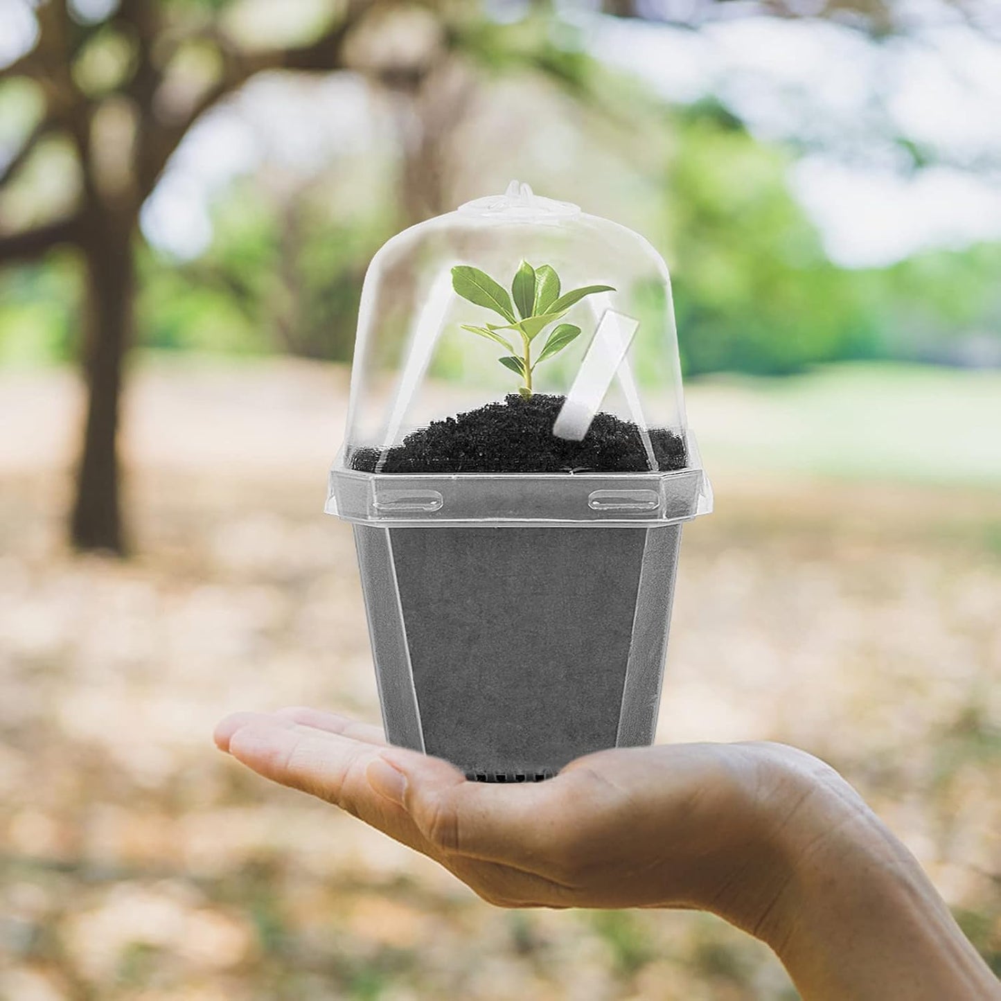 EBaokuup 30PCS Clear Plant Nursery Pots with Humidity Dome - 3" Durable Plastic Gardening Pot with Labels, Small Plant Container for Seedlings/Vegetables/Succulents/Cuttings