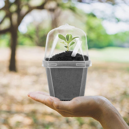 EBaokuup 4" Clear Plant Nursery Pots with Humidity Dome, 10PCS Plastic Gardening Pot Plant Container, Seed Starting Pot with Drain Holes for Seedlings/Vegetables/Succulents/Cuttings