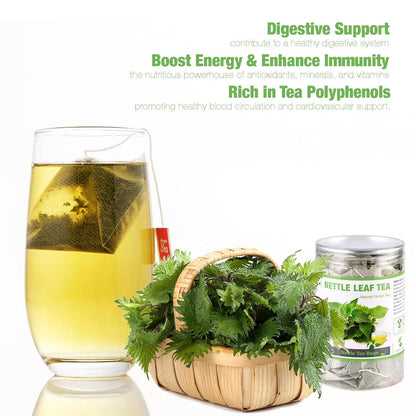 55 Nettle Leaf Tea Bags, 100% Natural & Pure Stinging Nettle Tea, Dried Nettle Herb Leaves, Caffeine Free
